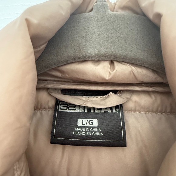32 Degrees Down Packable Hooded Puffer Jacket Quilted Coat Women's Size L  Taupe - Picture 3 of 11